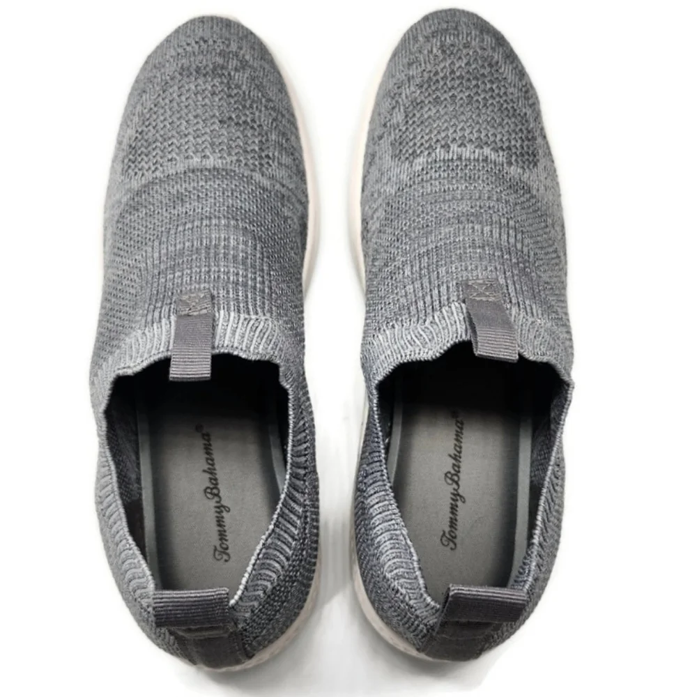 Tommy Bahama Flint Jogger Light Grey Knit Pull-On No-Lace Memory Foam Sneakers - Picture 7 of 10